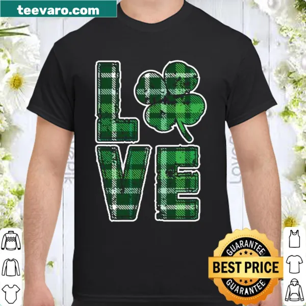 Shamrock shirt with green plaid design for St. Patrick's Day