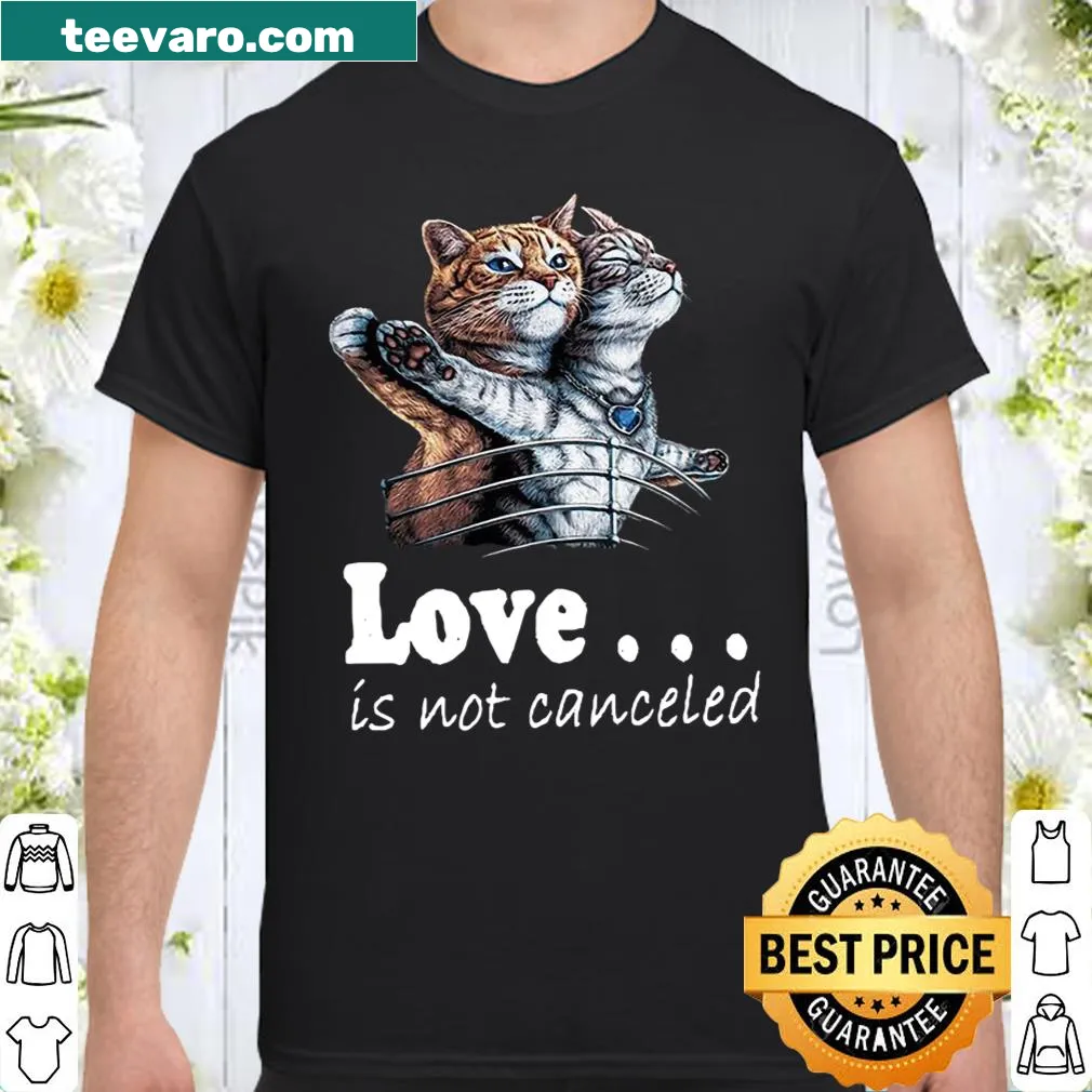 Whimsical design featuring cats and the phrase 'Love Is Not Canceled'.