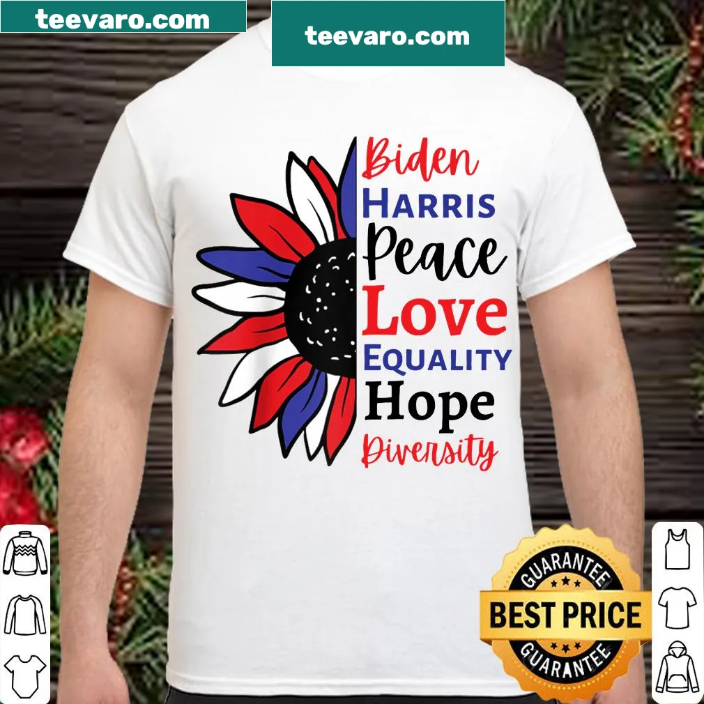 Typographic design promoting love, peace, and diversity with Biden and Harris