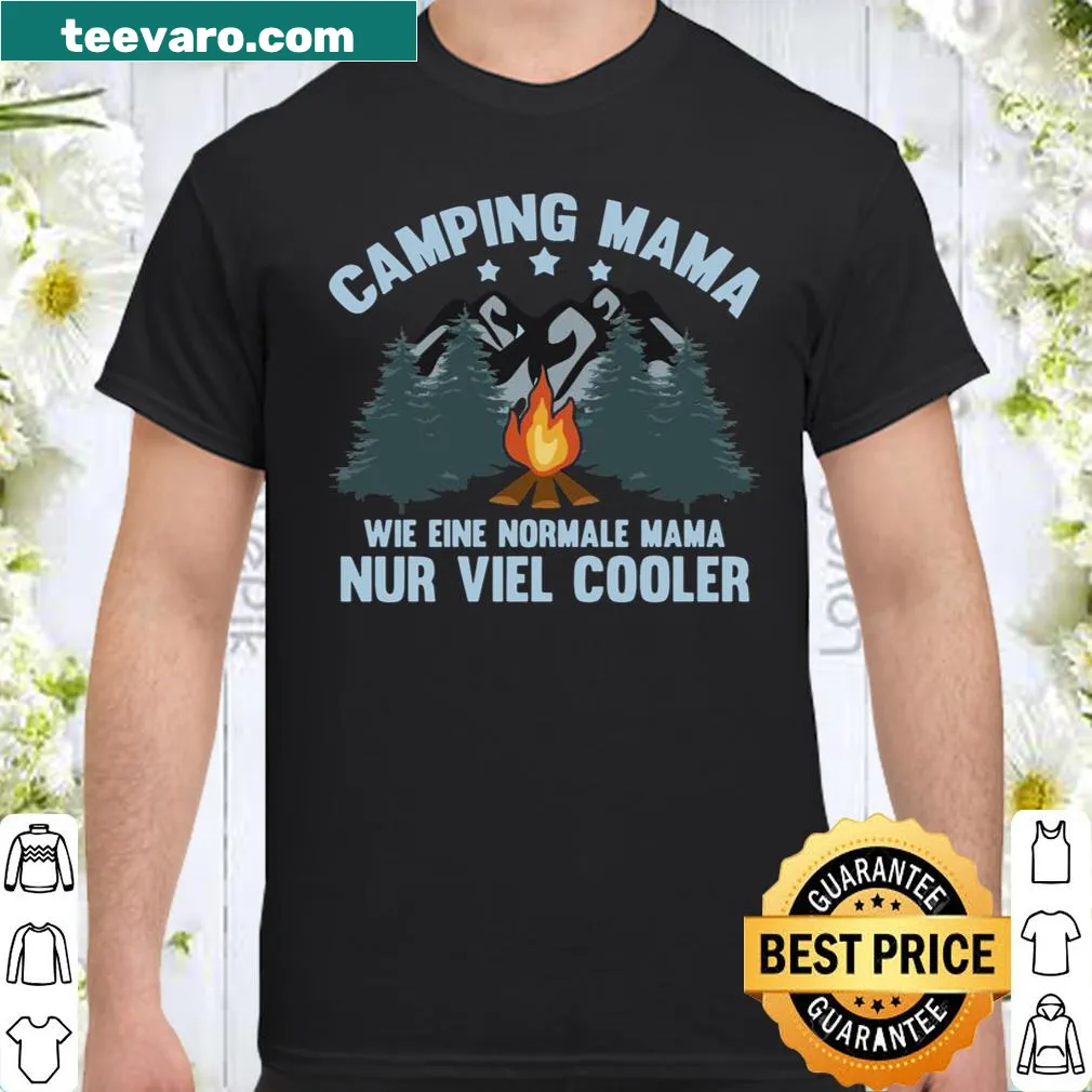 Funny camping-themed shirt for moms with cartoon design