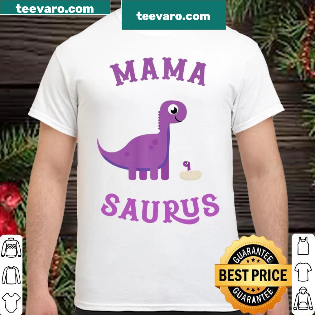 Mamasaurus shirt featuring a cartoon dinosaur illustration