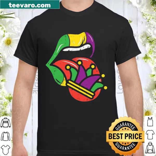 Mardi Gras jester hat design with tongue-out expression