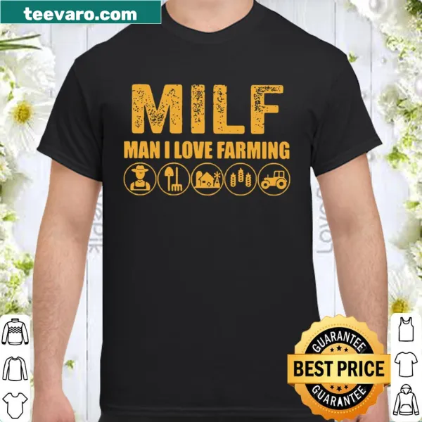 Shirt featuring 'Milk Man I Love Farming' graphic for farmers
