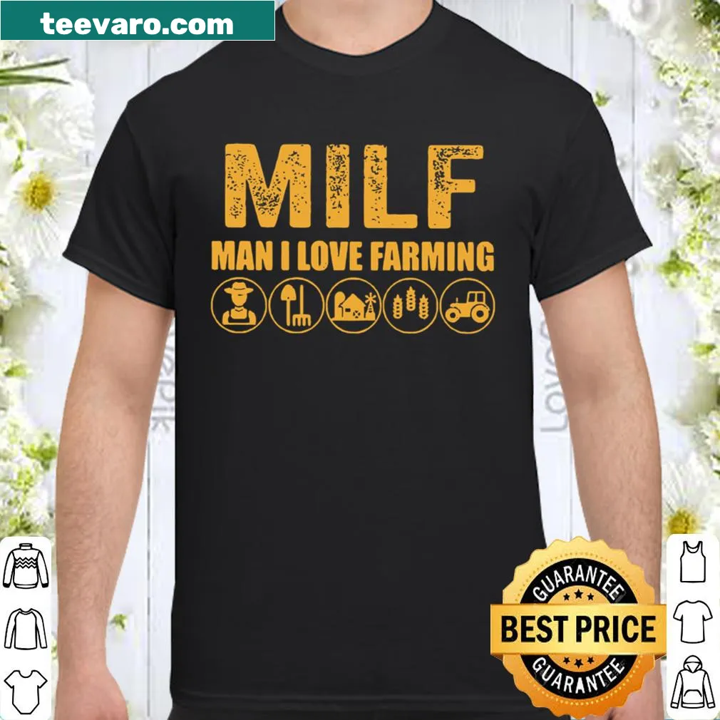 Shirt featuring 'Milk Man I Love Farming' graphic for farmers