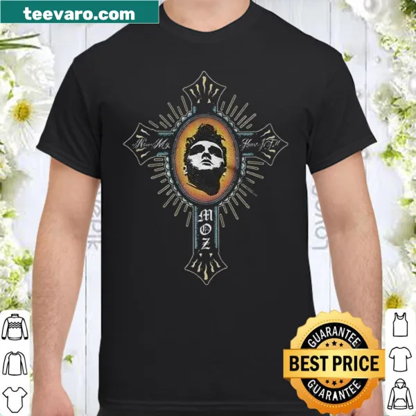 Morrissey inspired t-shirt featuring a distinctive cross graphic