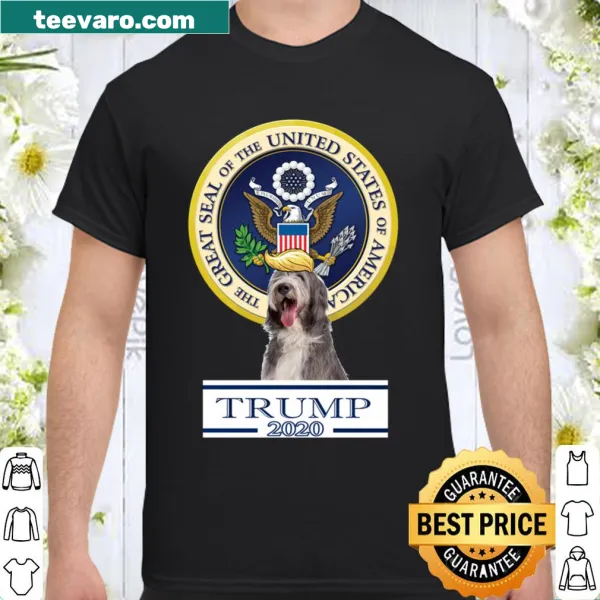 Illustration of a bearded collie with Trump message, dog lover shirt