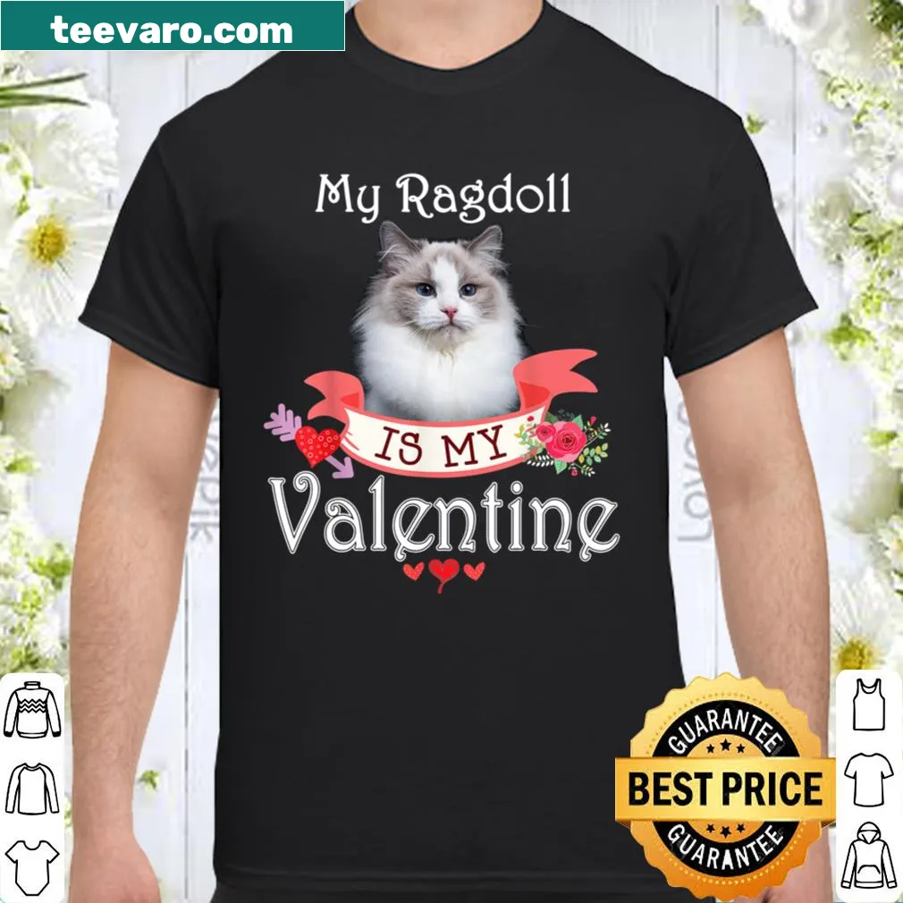 Cute heart graphic with text about Ragdoll cat for Valentine's Day.