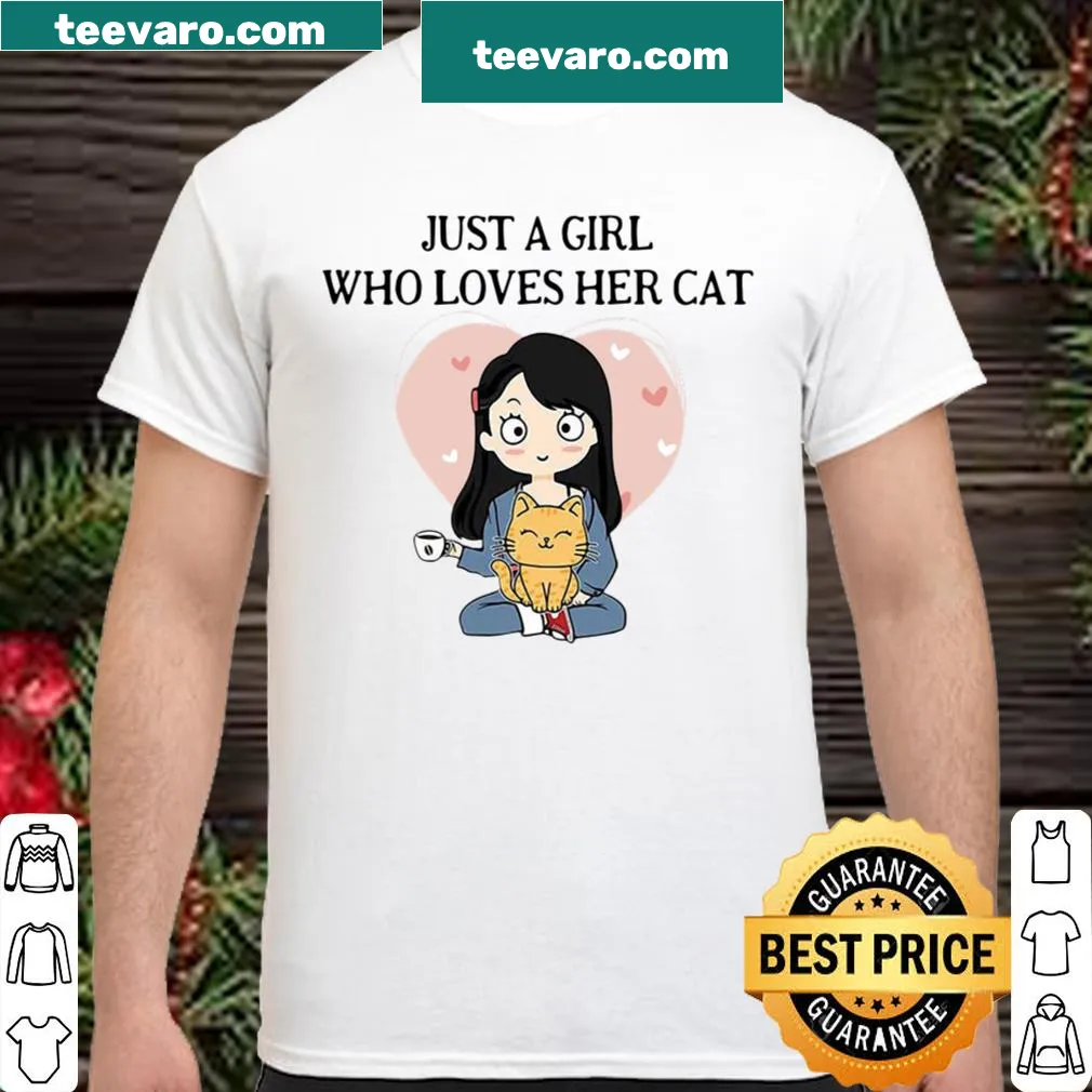 Chibi girl illustration declaring love for cats on a shirt