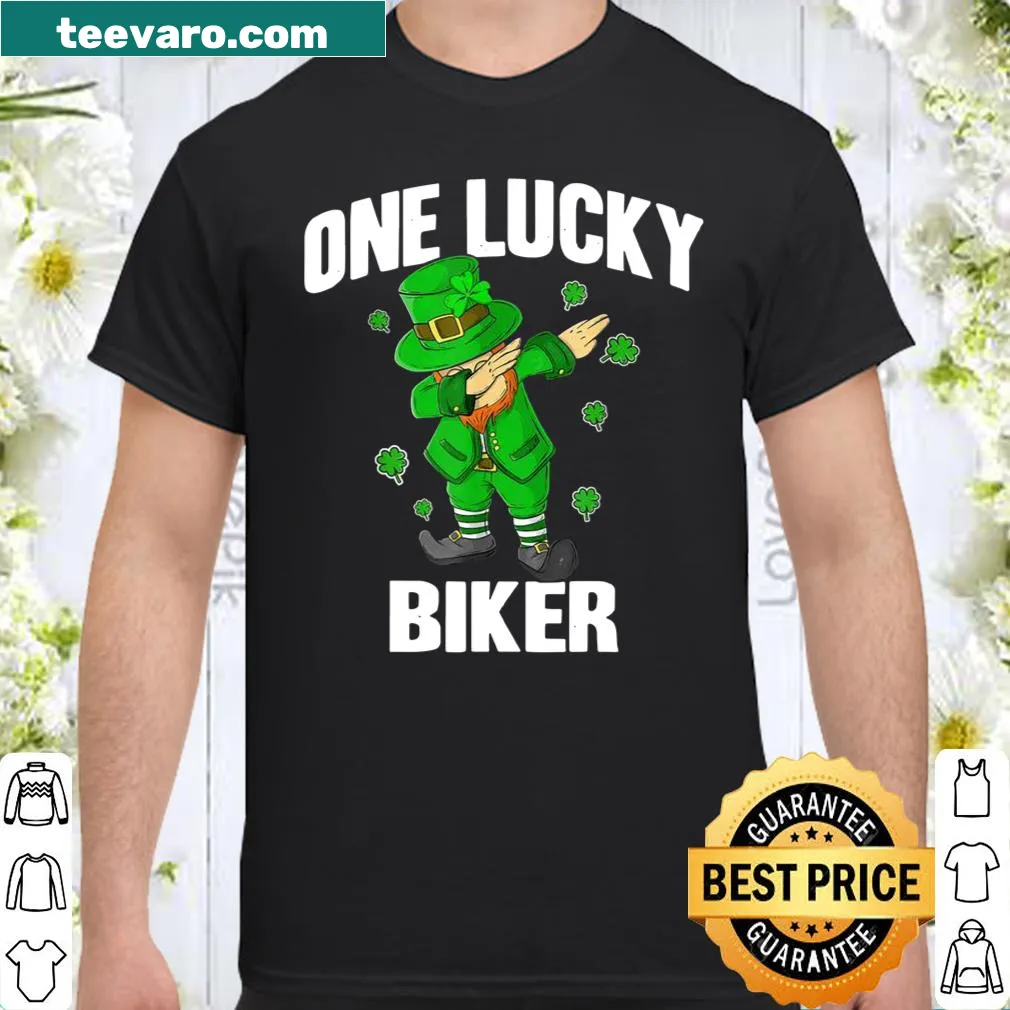 Dabbing leprechaun graphic on St. Patrick's Day biker shirt