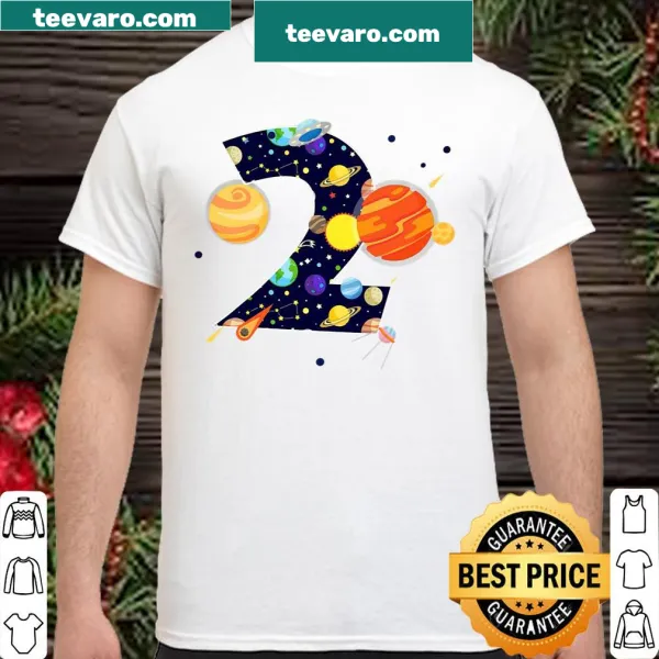 Outer space themed shirt for a child's second birthday