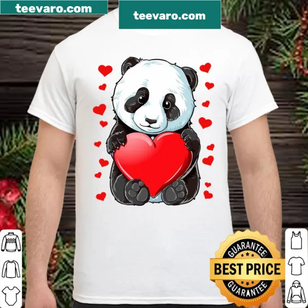 Cute panda shirt surrounded by hearts for Valentine's Day