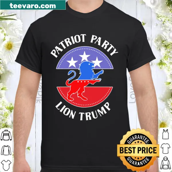 Patriotic lion graphic with Trump text on shirt