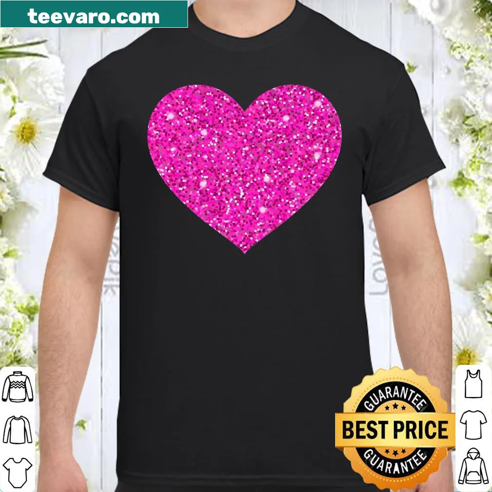 Whimsical pink heart graphic for couple's Valentine's Day shirt
