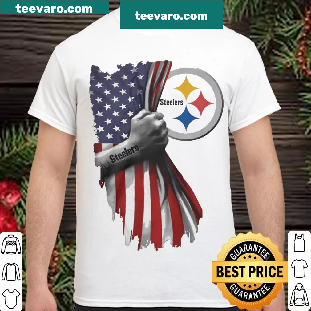 Vintage-style Pittsburgh Steelers shirt with American flag design