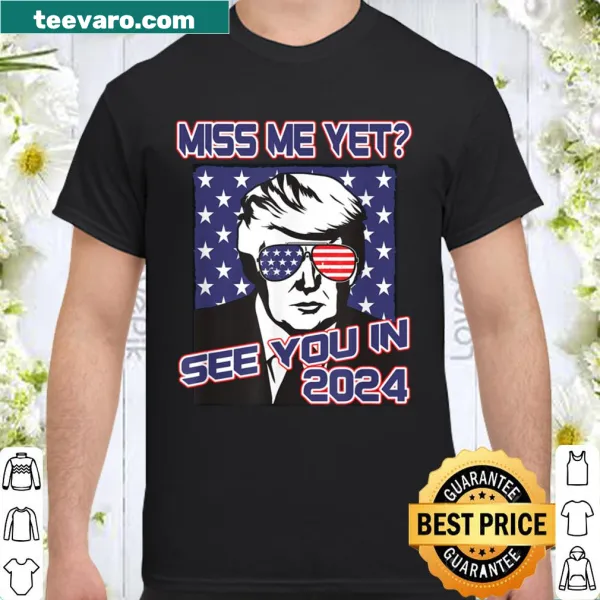 Vintage t-shirt with 'Miss Me Yet?' phrase and American flag graphic