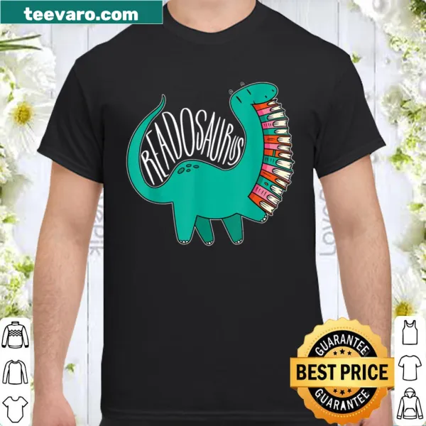 Cute dinosaur reading a book graphic on shirt