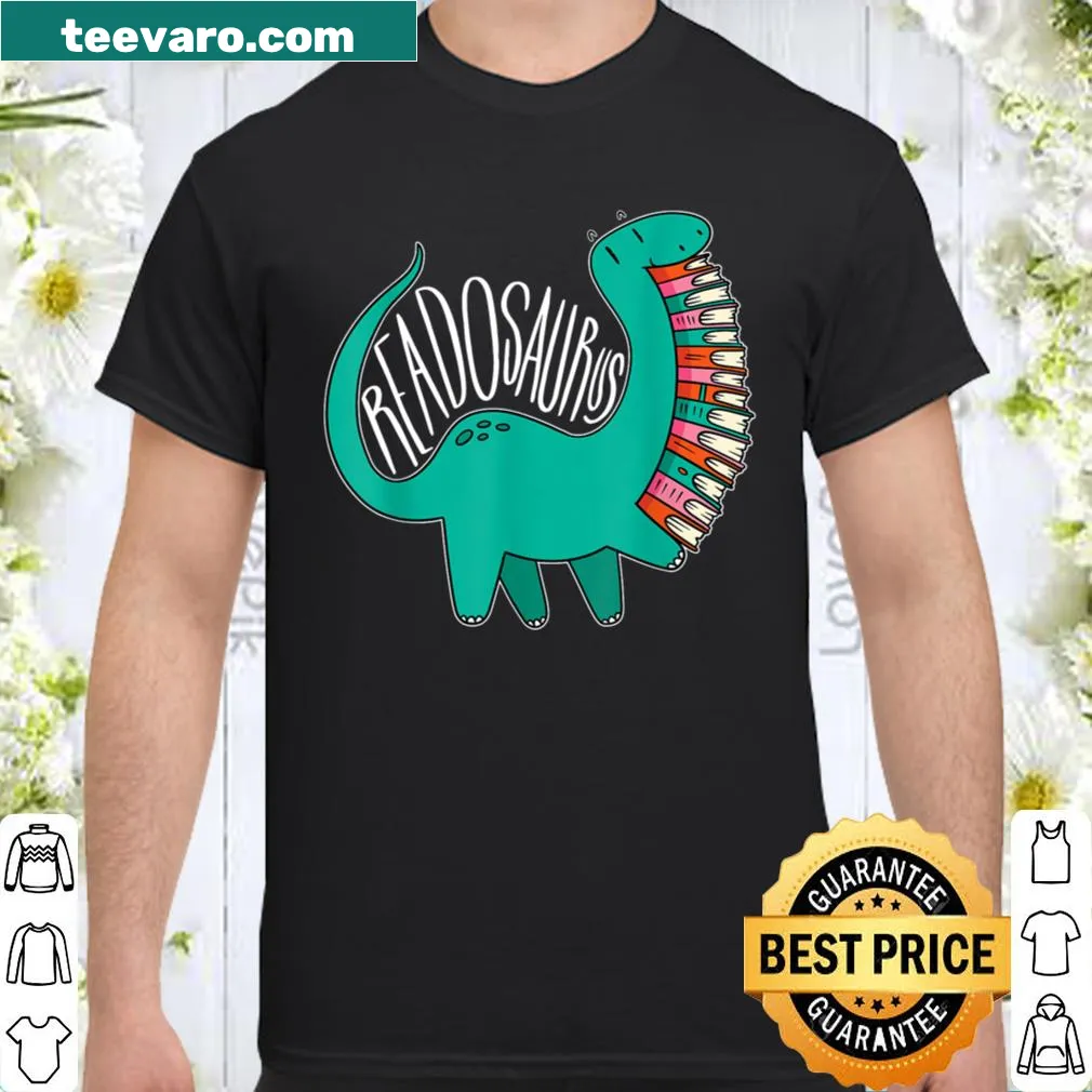 Cute dinosaur reading a book graphic on shirt