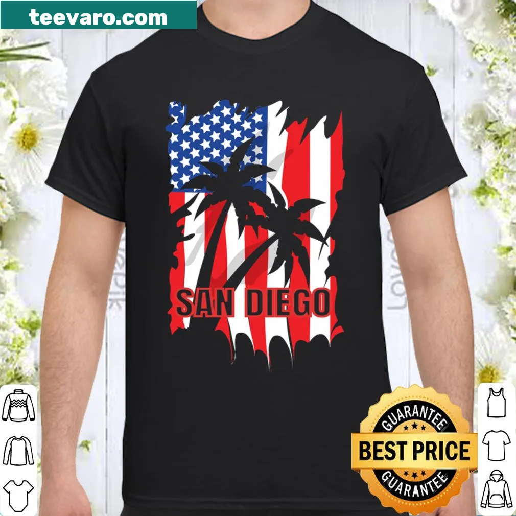 San Diego vacation design featuring American flag on a shirt