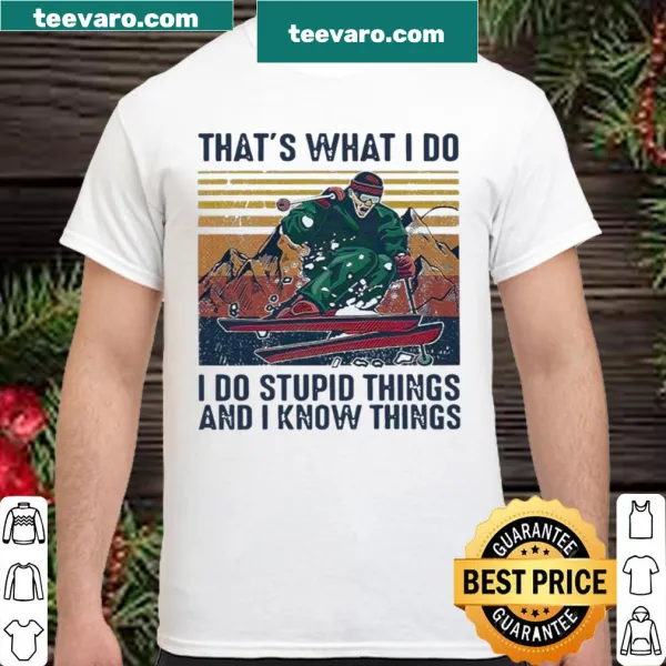 Vintage skiing shirt with humorous text about adventure