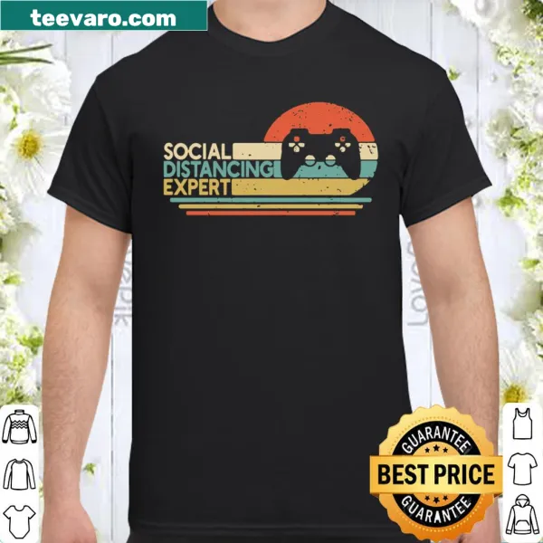 Vintage-style pullover celebrating gaming and social distancing with humorous text