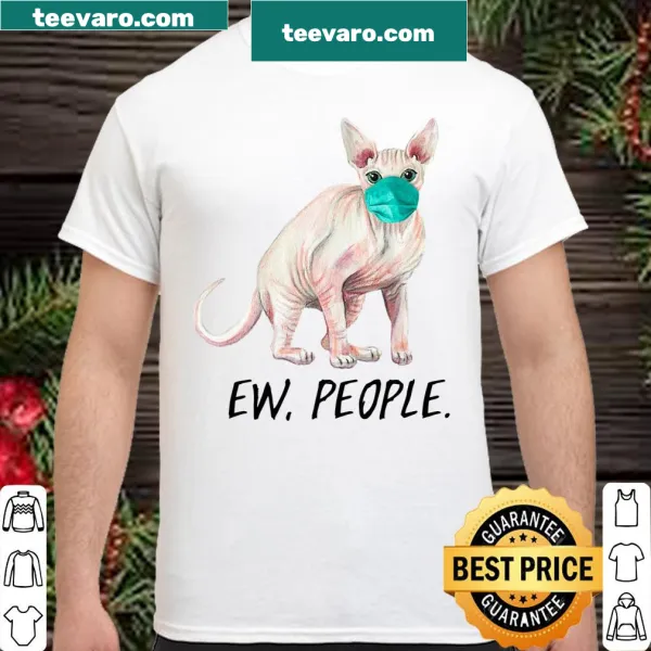 Sphynx cat wearing a face mask graphic