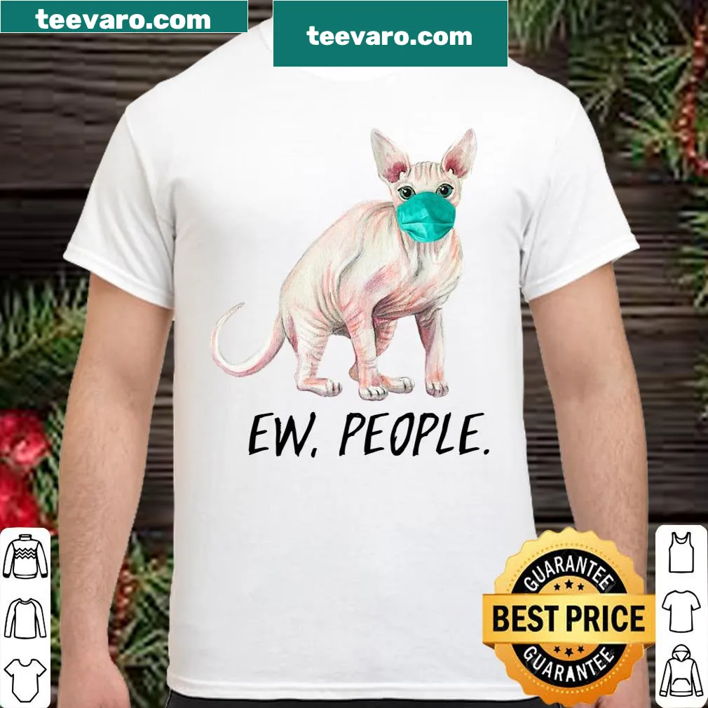 Sphynx cat wearing a face mask graphic