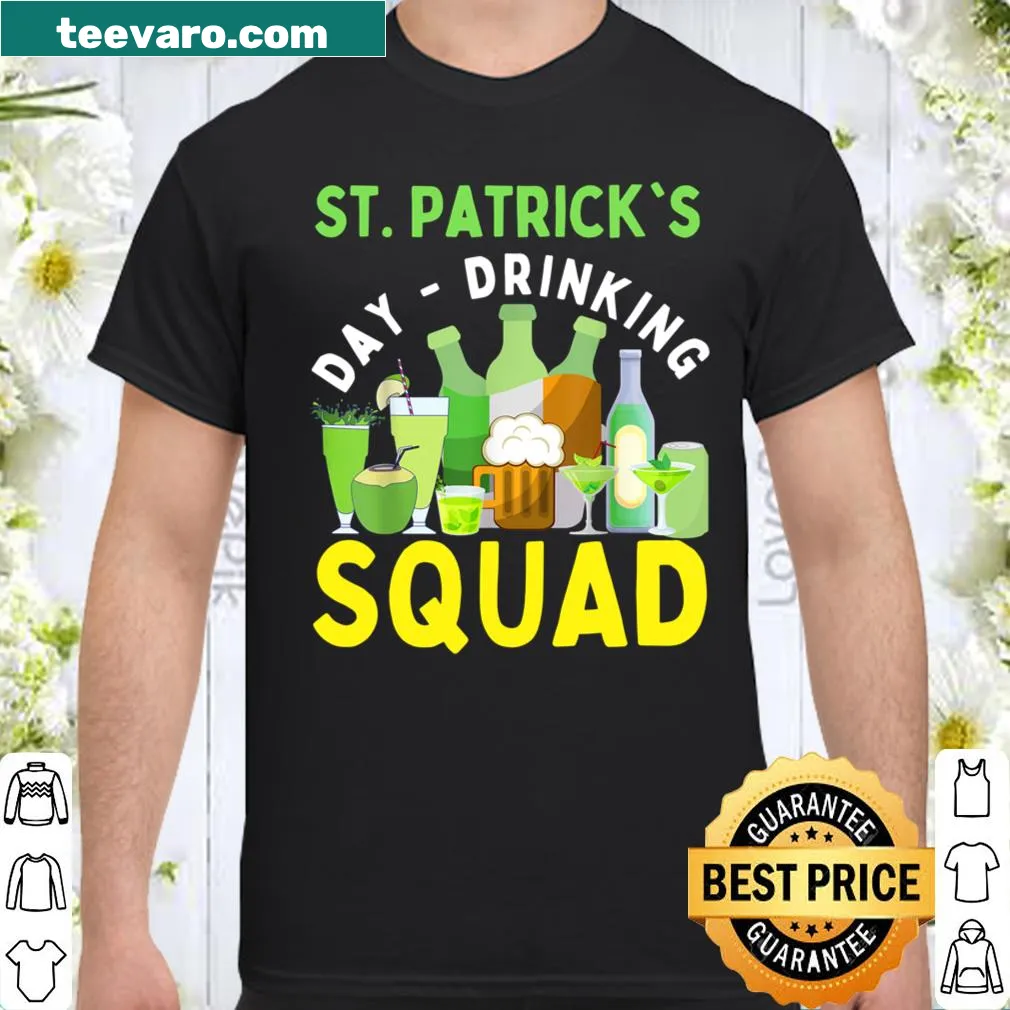 Funny St. Patrick's Day shirt with 'Drinking Squad 2021' and shamrock