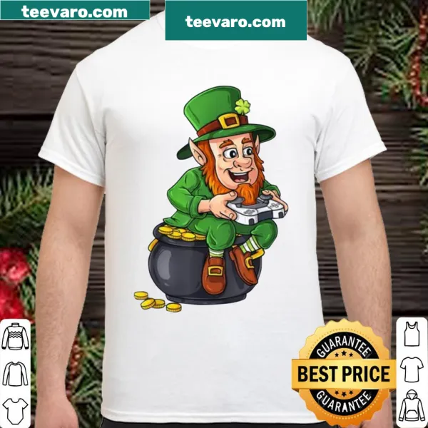 Leprechaun with video game controller for St. Patrick's Day