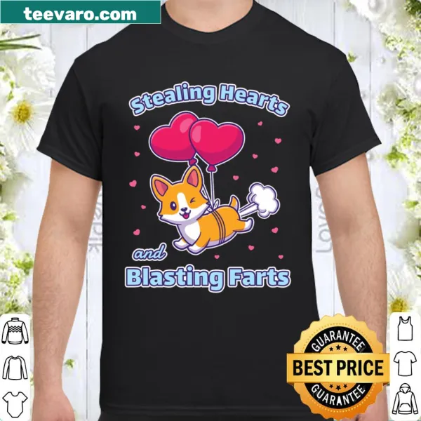 Kawaii corgi with humorous Valentine graphic