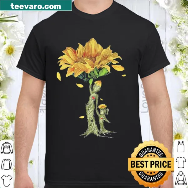 Mom and daughter illustration with sunflowers and trees on a shirt