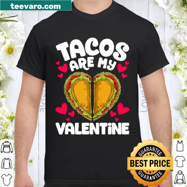 Funny taco-themed Valentine's Day shirt with heart design