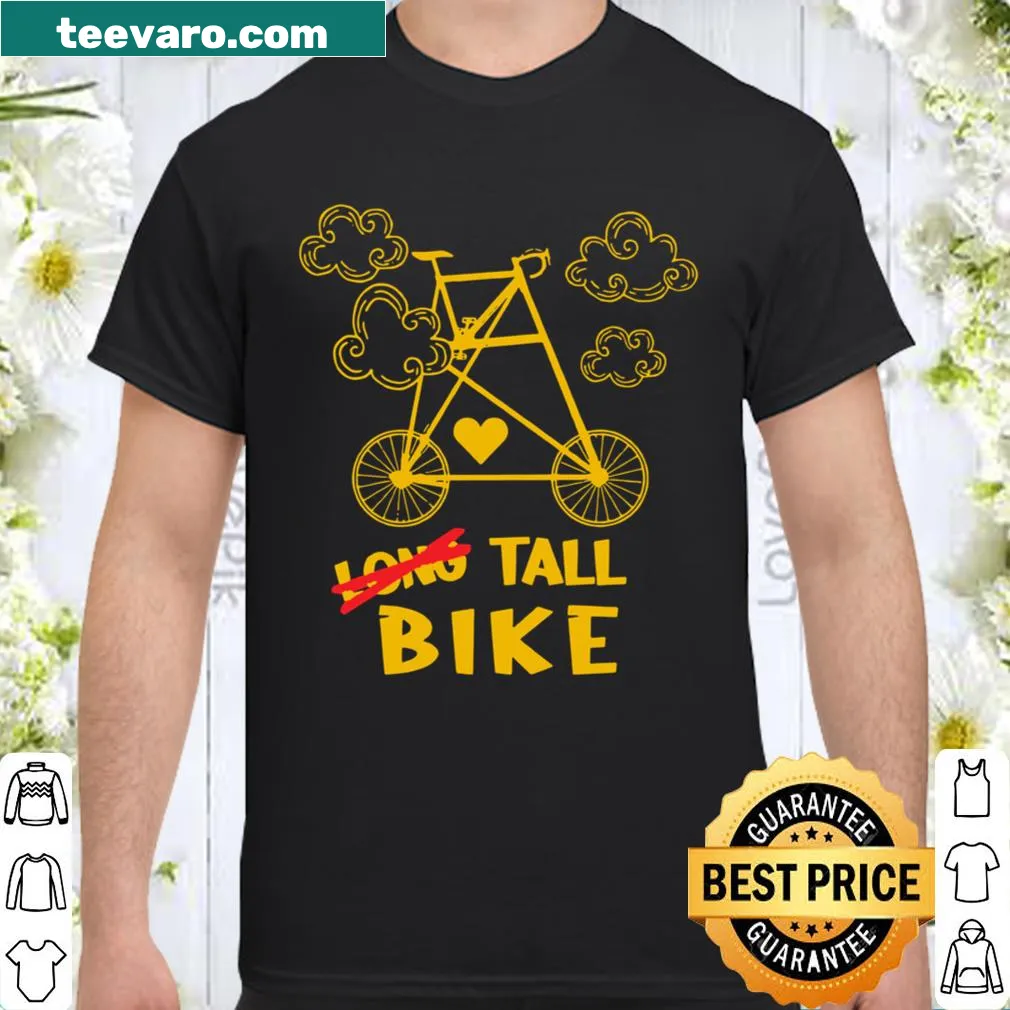 Tall bike graphic t-shirt with cycling-themed text