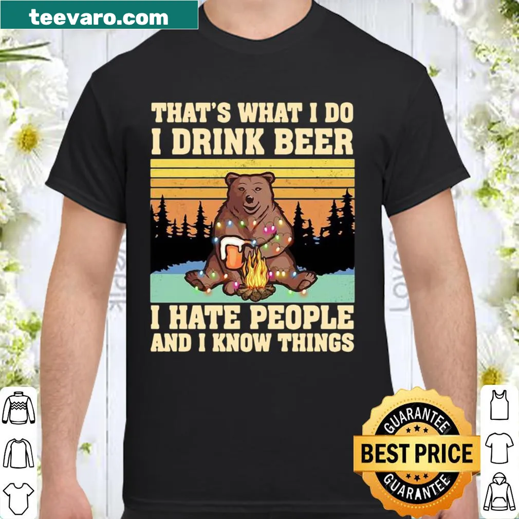 Vintage-style camping shirt about drinking beer outdoors