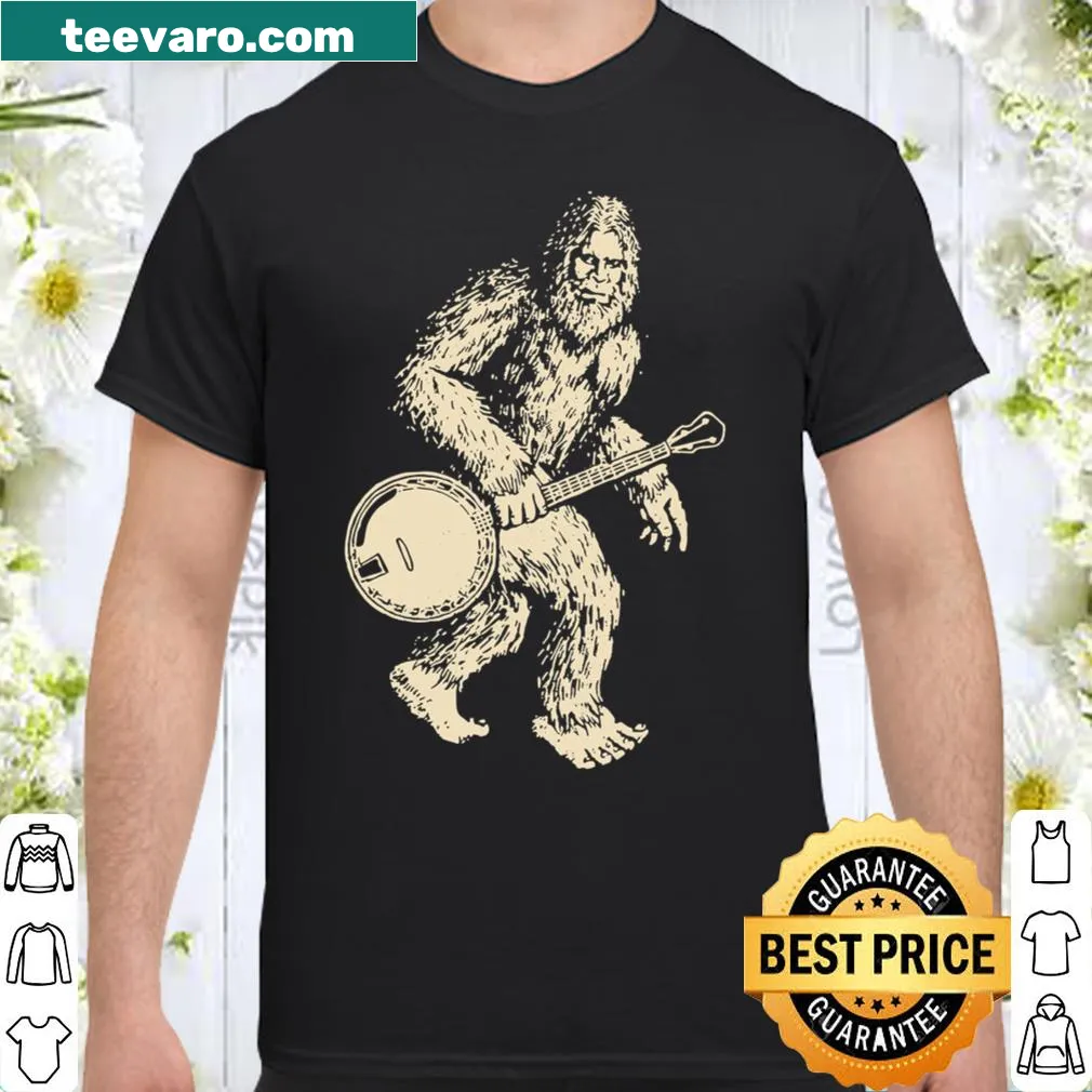 Playful illustration of Bigfoot holding a guitar