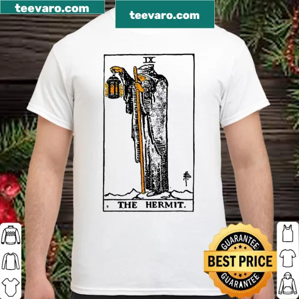 Vintage-style Hermit tarot card graphic on a T-shirt