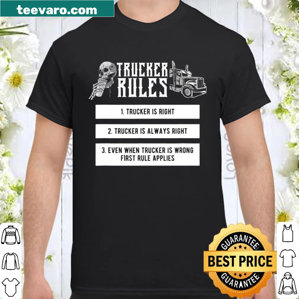 Trucker themed shirt featuring playful trucker rules graphic