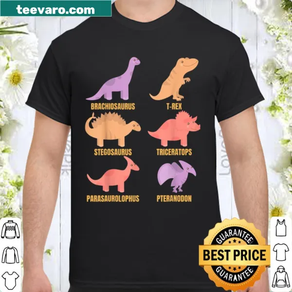 Cute dinosaur identification shirt for kids with fun illustrations