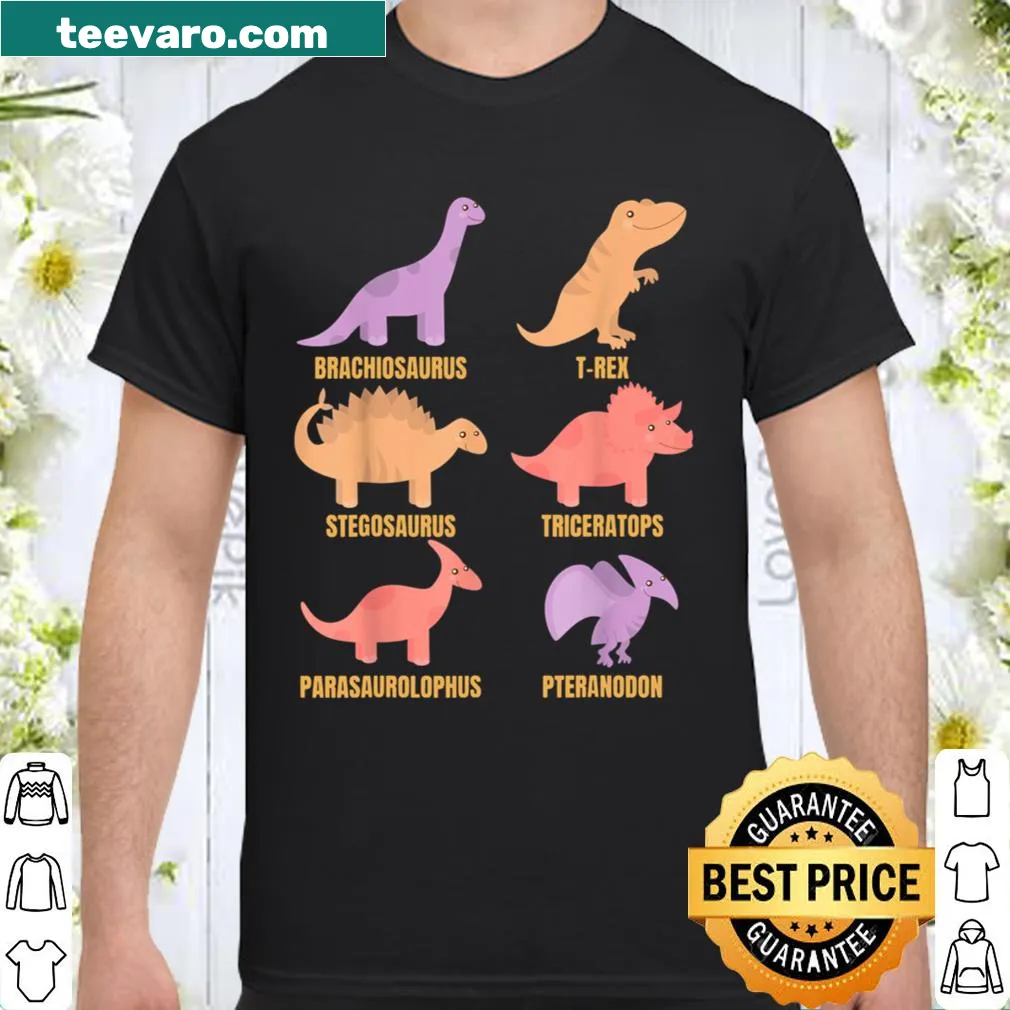 Cute dinosaur identification shirt for kids with fun illustrations