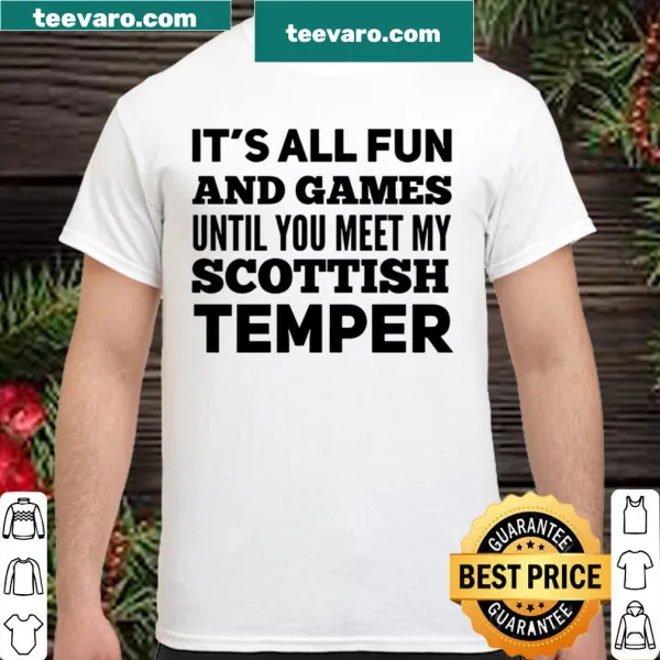 Playful shirt about Scottish temper with humorous text