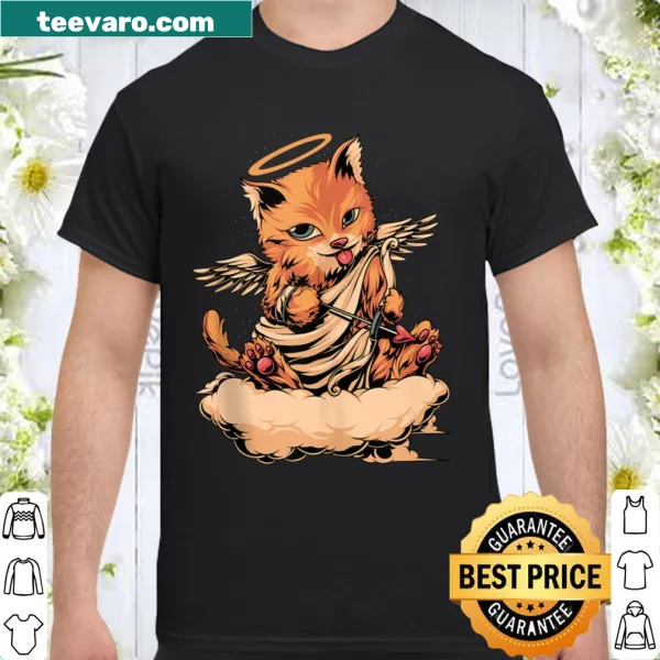 Cute kitten Cupid illustration for Valentine's Day cat lovers