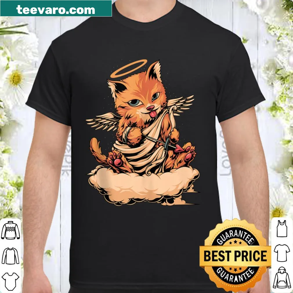 Cute kitten Cupid illustration for Valentine's Day cat lovers