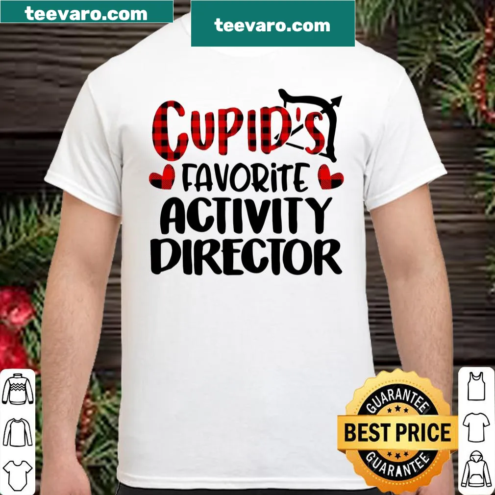 Buffalo plaid shirt with Cupid design and text 'Favorite Activity Director'