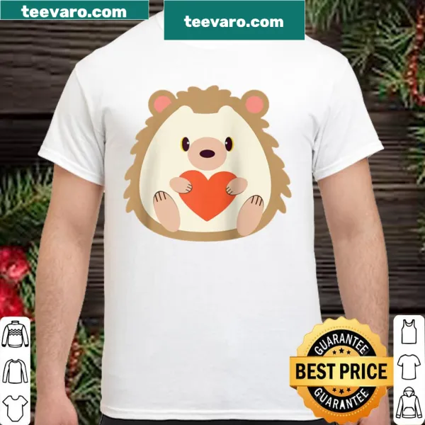 Adorable hedgehog holding a heart for Valentine's Day
