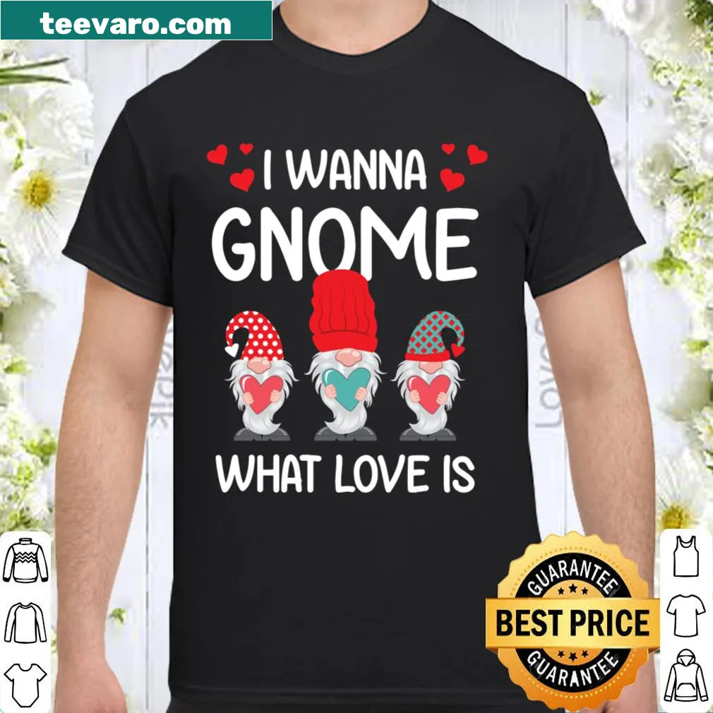 Funny shirt with the phrase 'I Want Gnome What Love Is'