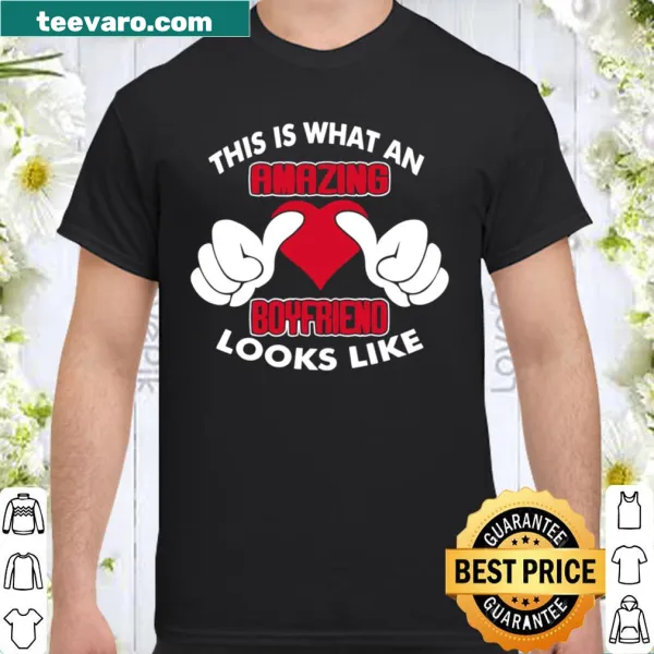 Heart-themed T-shirt with 'What An Amazing Boyfriend' text