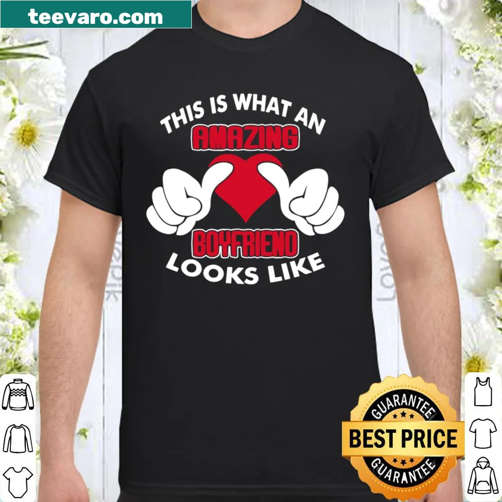 Heart-themed T-shirt with 'What An Amazing Boyfriend' text