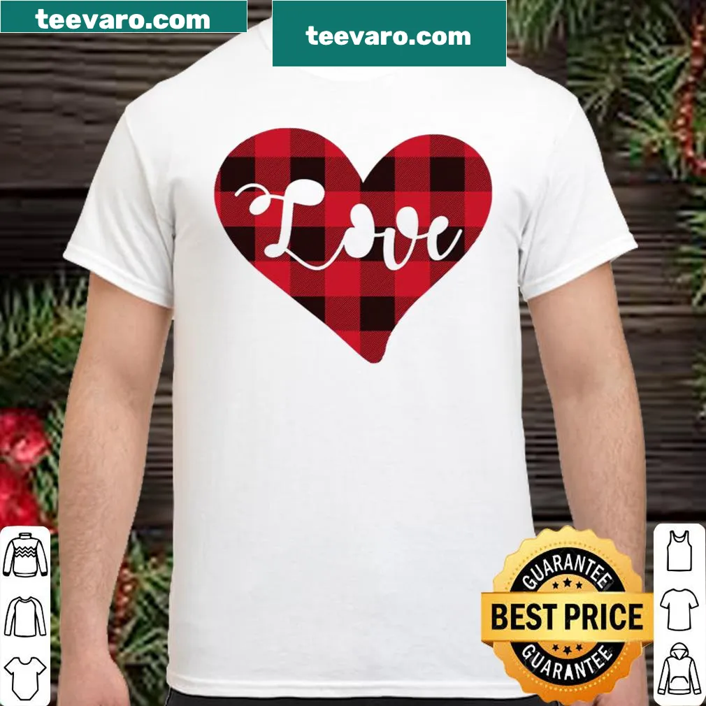 Buffalo plaid heart design on Valentine's Day shirt