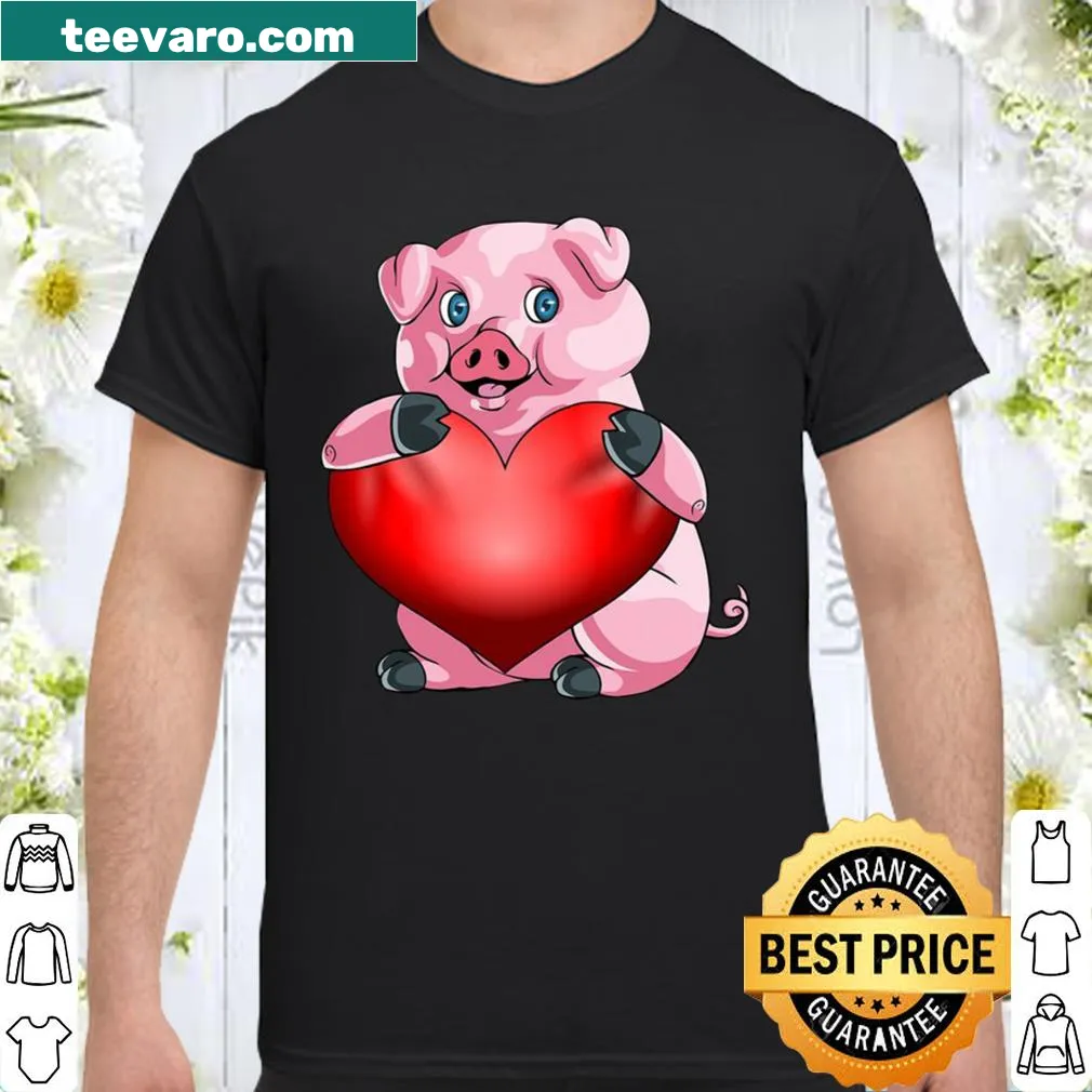Cute pig graphic shirt for Valentine's Day expressing love and affection.
