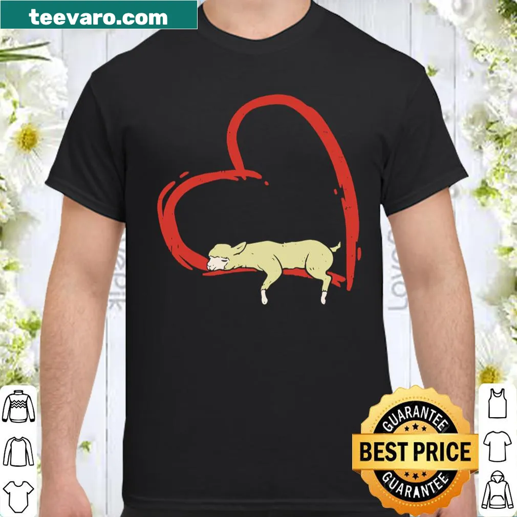 Cute heart llama illustration for Valentine's Day shirt