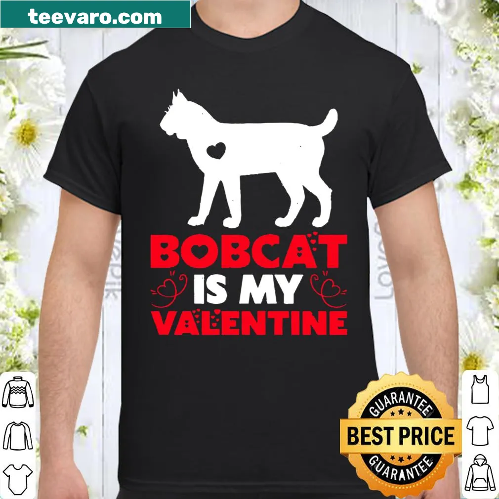 Cute illustrated shirt featuring a bobcat for Valentine's Day